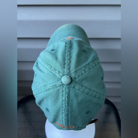 Polo Ralph Lauren Green/Orange Pony With Leather Strap Hat - Picture 2 of 9